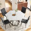 Sechseckiger Esstisch modern mit MDF-Tischplatte in Marmoroptik, Couchtisch langlebig mit schwarzem astförmigem Metallgestell, pflegeleicht, 75cmx115.5cmx100cm Bild 4