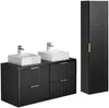 Vente-unique - ZEVARA Bathroom furniture set Holz, Platte Schwarz - B 46 cm x H 57 cm x L 120 cm Bild 2