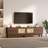 TV-Schrank 180 cm in dunkler Holzoptik mit Rattantüren und vier Schubladen Bild 4