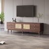 TV-Schrank 180 cm in dunkler Holzoptik mit Rattantüren und vier Schubladen Bild 2