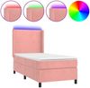 vidaXL Boxspringbett mit Matratze & LED Rosa 90x200 cm Samt 3139426 Bild 2