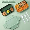 Lunchbox für Erwachsene 2000ml Bento Box mit Besteck Grün Bild 2
