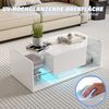 Furnishings Home Couchtisch Wohnzimmertisch Ablagetisch LED Beistelltisch (Hochglänzender quadratischer, mit LED Beleuchtung & Fernsteuerung), Mit Vier Fächer stauraum und 16-farbigen variablen LED-Beleuchtung Bild 4