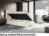 MEBLINI Boxspringbett LUKAS 100x200 cm mit Bettkasten - H4/Creme Samt Gepolstert Einzelbett mit Topper & Taschenfederkern-Matratze - 100x200 Links Bild 3