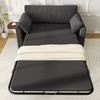 Ausziehbares 2-Sitzer-Schlafsofa mit Schlaffunktion, USB-Ladeanschluss, klappbarem Seitentisch, Matratze, zwei Bettlaken und zwei Kissen, Grau Bild 5