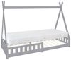 ML-DESIGN Spielbett Hausbett Tipi Zeltbett inkl. Lattenrost Bodenbett Kinder Himmelbett, Abenteuerbett mit Rausfallschutz Zelt Bett Kiefer Grau Kinderhaus Bild 1