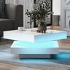 Couchtisch B 70 x T 70 x H 36 cm, drehbare Platte, Hochglanz Weiß mit LED-Lichtband Bild 4