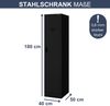 Umkleideschrank Spind KACPER - 1 Abteil, Etikettenhalter Lüftungsschlitze | Umkleidespind Metall Schließfachschrank Garderobenspind, 180x40x50cm Schwarz Bild 2