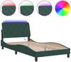 vidaXL Bettgestell mit LED ohne Matratze Dunkelgrün 100x200 cm Samt 3213840 Bild 2