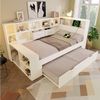 OKWISH Stauraumbett Bett 90x200 cm mit Ausziehbett und USB-/Type-C-Anschlüssen (Holzbett, Funktionsbett, 1-tlg, Großzügiger Stauraum, hochwertigen Platten), Platzsparendes Doppel- & Jugendbett Bild 3