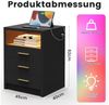 oyajia Nachttisch Nachtschrank mit 2/3 Schubladen, Beistelltisch mit Ladestation und LED (1-st RGB Nachttisch mit Schubladen und Ladestation), Nachttisch mit Schubladen, Einstellbare Farben, Type-C, USB-Anschlüsse Bild 4