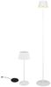 SET: Kleine Akku Stehlampe 123cm & Tischlampe 39cm für Outdoor kabellos Weiß Bild 2