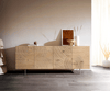 Sideboard Ashara 200 cm Eiche Natur 3D Effekt 4 Türen Winkelfuß Edelstahl gebürstet Bild 4