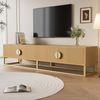 TV-Schrank 180x40x40 cm, Holzmaserung, mit 4 Türen, Soft-Close Scharnieren & goldfarbenen Griffen Bild 2