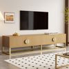 TV-Schrank 180x40x40 cm, Holzmaserung, mit 4 Türen, Soft-Close Scharnieren & goldfarbenen Griffen Bild 3