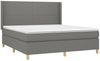 vidaXL Boxspringbett mit Matratze & LED Stoff Dunkelgrau 160x200 cm, Härtegrad: H2 [3138726] Bild 4