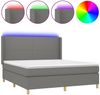 vidaXL Boxspringbett mit Matratze & LED Stoff Dunkelgrau 160x200 cm, Härtegrad: H2 [3138726] Bild 2