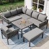 REDOM Gartenlounge-Set mit verzinktem Eisengestell, (mit Seil-Design, höhenverstellbaren Füßen - Ecksofa, Einzelsofa, Sofabank, Tisch mit gehärteter Glasplatte - Robuste, komfortable Sitzkissen), mit Relaxfunktion Bild 4