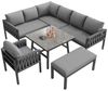 REDOM Gartenlounge-Set mit verzinktem Eisengestell, (mit Seil-Design, höhenverstellbaren Füßen - Ecksofa, Einzelsofa, Sofabank, Tisch mit gehärteter Glasplatte - Robuste, komfortable Sitzkissen), mit Relaxfunktion Bild 2