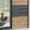 Schwebetürenschrank Kleiderschrank 273 Passep. Spiegel Schubl. Grafit Eiche Dekor Bild 4