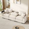 3-Sitzer Sofa mit Klapptisch, Mehrfachsteckdosen, Zierkissen, Rückenkissen, Getränkehalter, USB und Type-C, Big-Sofa, Ecksofa, L-Form, Chenille Bild 3