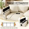 3-Sitzer Sofa mit Klapptisch, Mehrfachsteckdosen, Zierkissen, Rückenkissen, Getränkehalter, USB und Type-C, Big-Sofa, Ecksofa, L-Form, Chenille Bild 4