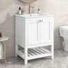 Badezimmerschrank mit Waschbecken, modernes Badmöbel Set, Hochglanz-Keramikbecken, kratzfest und hitzebeständig, pflegeleicht,Weiß Bild 3