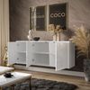ALLHOUSE24 Kommode MANDY Dreitürige Kommode in Hochglanz Sideboard Kaschmir Weiß, Breite: 154 cm Bild 2