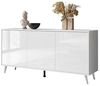 ALLHOUSE24 Kommode MANDY Dreitürige Kommode in Hochglanz Sideboard Kaschmir Weiß, Breite: 154 cm Bild 4
