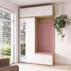Garderoben-Set Aura Version 9: Kleiderschrank mit Polsterpaneelen, Schuhschrank Flur und Eingangsbereich (weiß/Artisan-Eiche /Trinity 23), 225 x 40 x 140 cm Bild 3