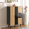 Beistellschrank 80x120x40 cm mit LED-Beleuchtung – innovatives Design in Holz und Schwarz Bild 5