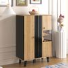 Beistellschrank 80x120x40 cm mit LED-Beleuchtung – innovatives Design in Holz und Schwarz Bild 3
