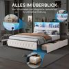 PXloue Polsterbett Doppelbett 180x200 mit LED Licht und Ladefunktion (Mit Lattenrost und Ladefunktion, Samtmaterial Stauraumbett), Modernes Jugendbett, mit Bettrahmen und 4 Schubladen, Samt, 140x200cm Bild 4
