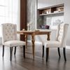 Samt Esszimmerstuhl 4er-Set mit Massivholz Eichebeinen, Knöpfen & Nieten, eleganter Loungesessel für Wohn- & Essbereich,Beige Bild 3