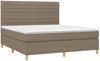 vidaXL Boxspringbett mit Matratze & LED Taupe 160x200 cm Stoff 3135529 Bild 3