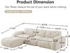 Flieks Modulares Sofa 3-Sitzer mit Hocker, Cloud Sofa mit runden Armlehnen, Chenille weich, rahmenlos bodennah, Lounge Sofa, Beige Bild 4