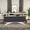 Dmora Kommode Joy, Wohnzimmerbuffet, Wohnzimmer-Sideboard, Moderne Küchen-Speisekammer, 150x43h75 cm, Weiß und Anthrazit Bild 4