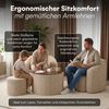skølm 'Gjöll' Set aus 2x Sessel und Tisch mit Holzplatte und Hocker, 75x75x45 cm, beige, aus Teddy-Bouclé, Relaxsessel mit Armlehnen, vakuumverpackt, ohne Aufbau Bild 4