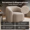 skølm 'Gjöll' Set aus 2x Sessel und Tisch mit Holzplatte und Hocker, 75x75x45 cm, beige, aus Teddy-Bouclé, Relaxsessel mit Armlehnen, vakuumverpackt, ohne Aufbau Bild 5