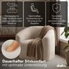 skølm 'Gjöll' Set aus 2x Sessel und Tisch mit Holzplatte und Hocker, 75x75x45 cm, beige, aus Teddy-Bouclé, Relaxsessel mit Armlehnen, vakuumverpackt, ohne Aufbau Bild 2
