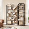 Bücherregal, 6 Tier 18 Fächer Baumförmiges Bücherschrank, Standregal, Verstellbare Offene Ablagen, für Arbeitszimmer, Wohnzimmer, Vintage Braun-Schwarz, 24 x 152 x 198,5 cm Bild 3