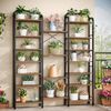 Bücherregal, 6 Tier 18 Fächer Baumförmiges Bücherschrank, Standregal, Verstellbare Offene Ablagen, für Arbeitszimmer, Wohnzimmer, Vintage Braun-Schwarz, 24 x 152 x 198,5 cm Bild 1