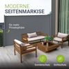Juskys Seitenmarkise Dubai 500 x 190 cm ausziehbar blickdicht, Sichtschutz für Balkon & Terrasse, Seitenrollo Wandhalterung – anthrazit Bild 2