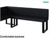 MEBLINI Eckbank für Esszimmer mit ausziehbarem Tisch - Küchenbank - Essecke - Sitzecke Küche - TONI - U-Beine 142x196x87cm Links - Schwarz Kunstleder/B Weiß Hochgl. Bild 5