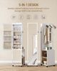 Schmuckschrank, Schmuck Spiegelschrank, schmuck spiegelschrank stehendstehender Schmuck-Organizer mit 1 Kleiderständer, 3-stufige Ablageflächen mit 4 Kleiderhaken, Weiß und Beige Bild 4