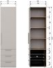 Kleiderschrank Rens aus Holz, modernes Design, Hellgrau, 1 Tür, 3 Schubladen, FSC-zertifiziert Bild 5