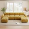 Modulsofa aus Chenille, U-Form mit 2 Hockern, 358 x 171 x 76 cm, Gelb Bild 2