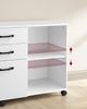 VASAGLE Aktenschrank, Rollcontainer, frei beweglich, mit Rollen und 3 Schubladen, für Dokumente in DIN A4, Letter-Format, Druckerständer, Industriestil, Weiß von SONGMICS OFC041W01 Bild 4