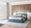 FDM Polsterbett Bettrahmen Bettgestell 90x200, 120x200, 140x200, 160x200, 180x200cm (mit hochwertigem Velour Bezug Trinity, Optional mit Matratze, mit großen gepolsterten Kopfteil), Mettelrahmen mit hydraulischer Klappfunktion für mehr Stauraum Bild 2