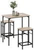HOMCOM Bargruppe mit 2 Barhocker, rutschfestem Fußpolster, (Set, 3-tlg, Tisch mit 2 Hockern), Hocker unter Tisch schiebbar Bild 2